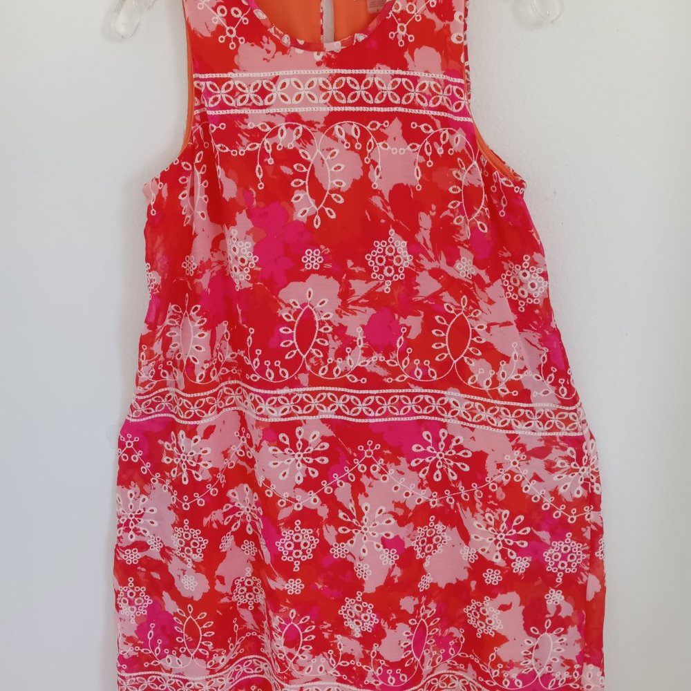 Calvin Klein sleeveless embroidered chiffon dress